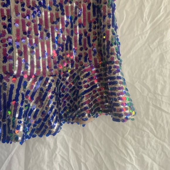 Zara Sequined Mini Skirt With Ruffle Trim Size Medium - Picture 8 of 14